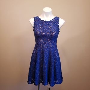 Jodi Kristopher Blue Lace Dress 5 Sleeveless
